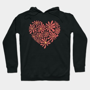 Coral Daisy Heart Hoodie